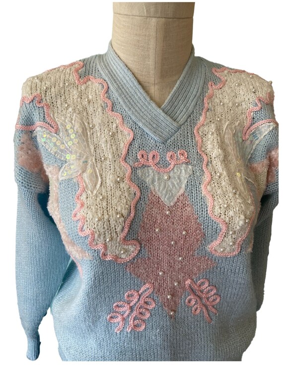 Jaclyn Smith Vintage 1980s Knit Sweater Pastel Be… - image 7