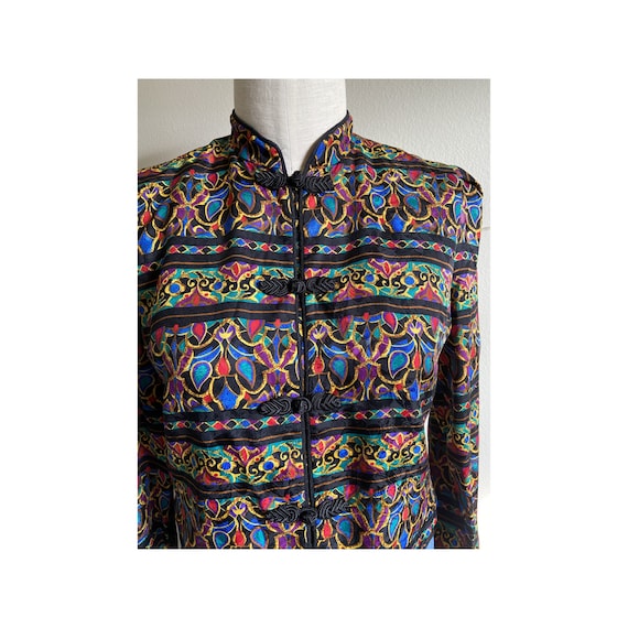 1990s silk Jewel Tone Cropped jacket vintage Magg… - image 1