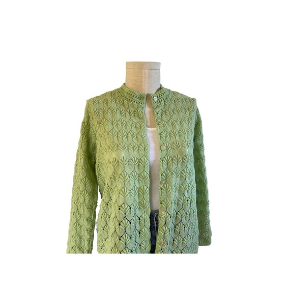 Vintage 1960s Lane Bryant mint Pointelle Knit Car… - image 10