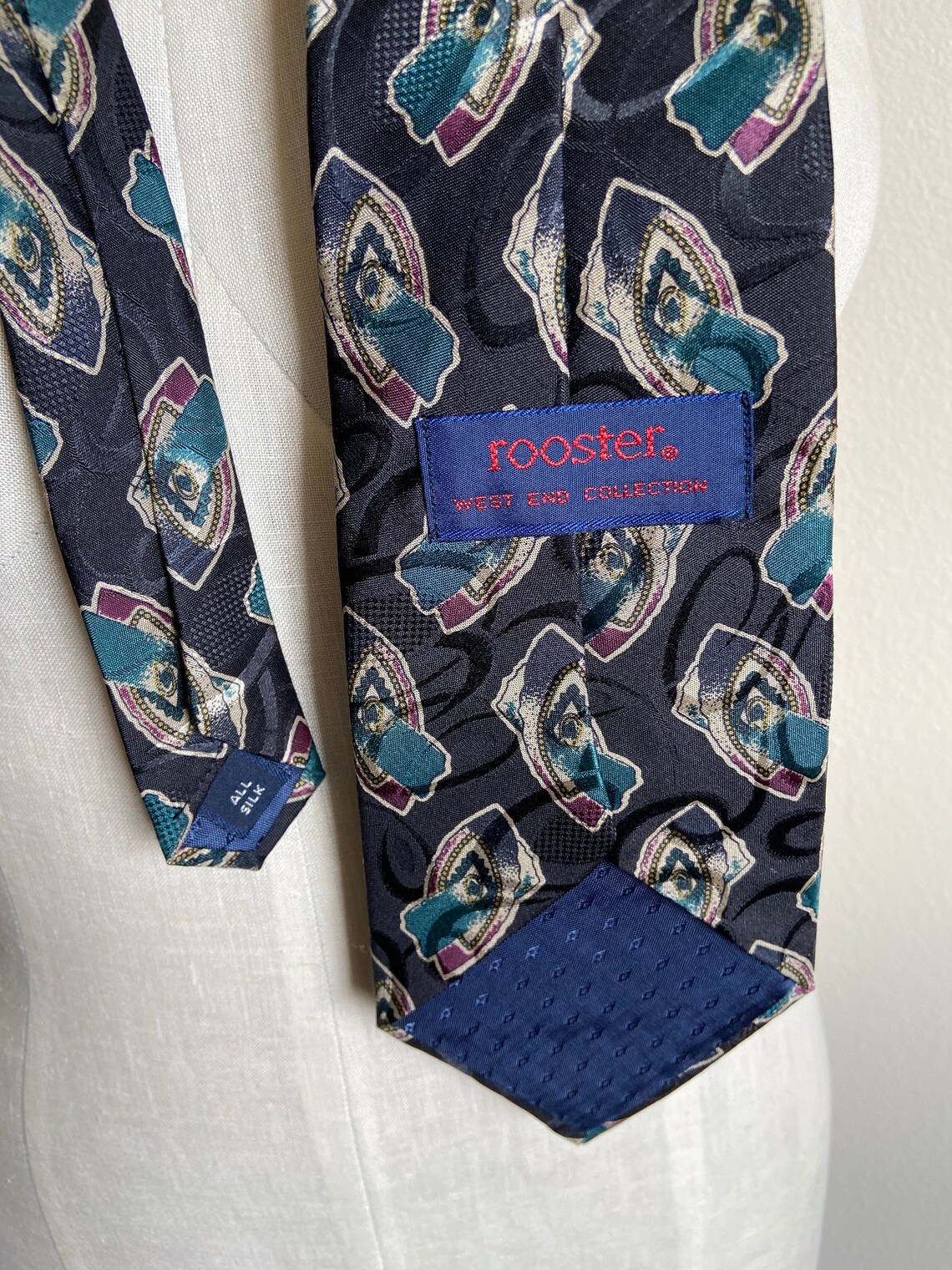 Vintage 1990s Rooster West End Collection Silk Tie Abstract - Etsy