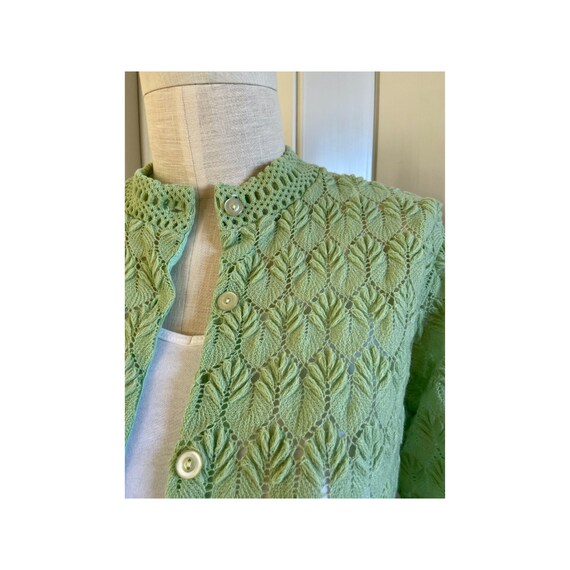 Vintage 1960s Lane Bryant mint Pointelle Knit Car… - image 9