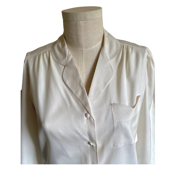 Vintage 1970s cream Blouse Ship N Shore Size Large - image 2