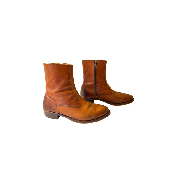 Vintage Western Style Beatle Boots Brown Leather S
