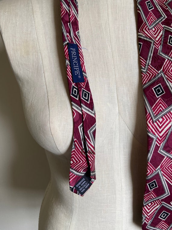 Vintage 1990s Principe Abstract Geometric Silk Tie - image 3