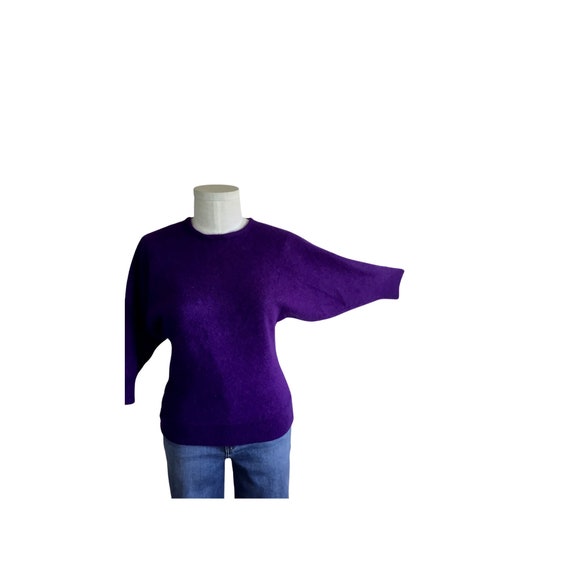 Vintage 1980s Dolman Sleeve Purple Sweater Rosann… - image 1