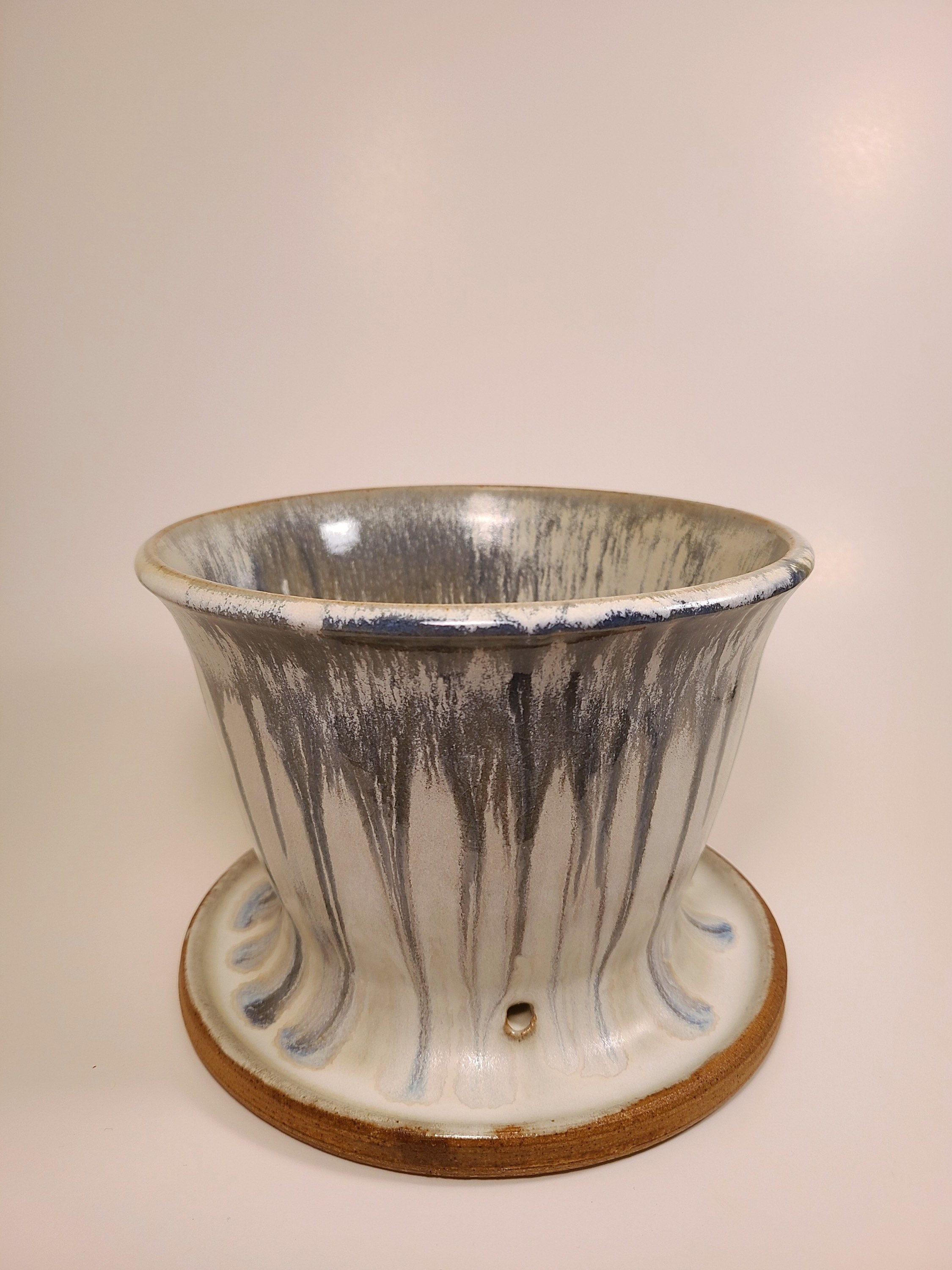 Ceramic Planter with attached Saucer and Drainage Holes Etsy