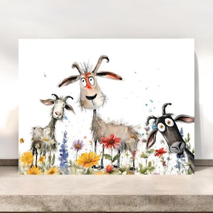 Juego de 10 tarjetas de notas con cabras divertidas y sobres, papelería con diseño de rebaño de cabras #085