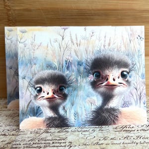 Cartes pour lettres de bébé autruche avec enveloppes, papeterie oiseau, cartes toutes occasions, cartes de remerciement, 4 x 5 cartes