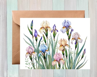 Tarjetas de notas en blanco personalizadas con iris multicolor, papelería personal