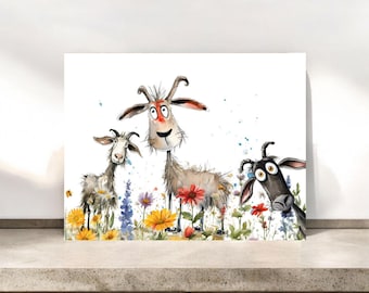 Tarjetas de felicitación con diseño de cabras y sobres: Set de papelería floral para amantes de los animales y granjeros.