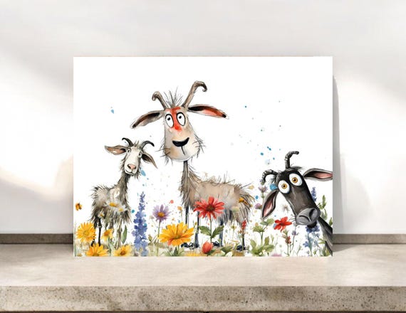Whimsical Goat Notecards with Envelopes: Floral Stationery Set for Animal Lovers and Farmers