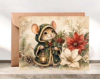 Christmas Mouse Blank Greeting Card #027