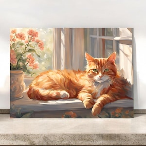 Carte de correspondance pliée Chat roux dans la fenêtre, Papeterie chat, Cartes de correspondance chat orange, Cartes de correspondance vierges avec enveloppes