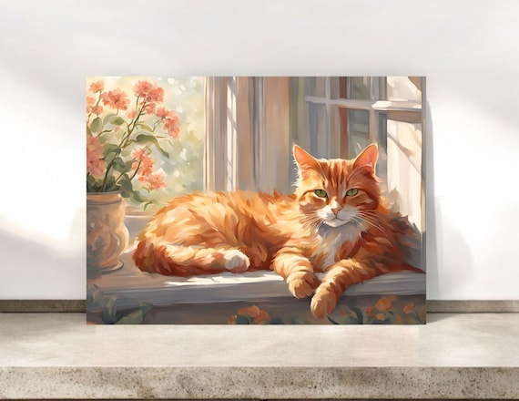 Ginger Cat Notecards: Cottage Window Stationery with Envelopes