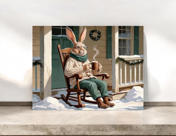 Grandpa Bunny Sitting on the Porch Blank Notecards with Envelopes