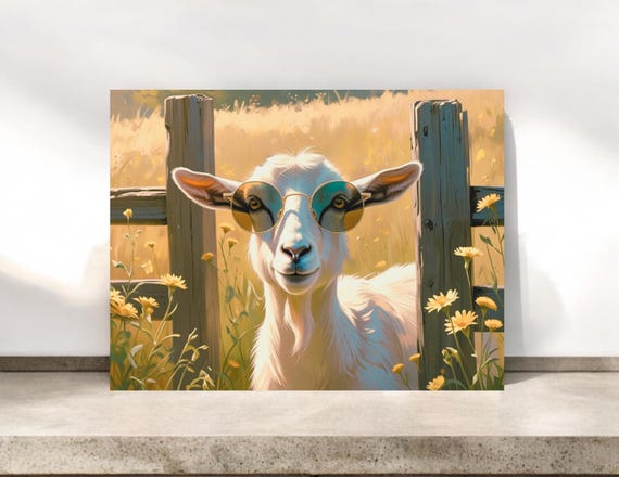 Whimsical Goat in Sunglasses Blank Notecard – Rustic Farm Animal Art Stationery for All Occasions