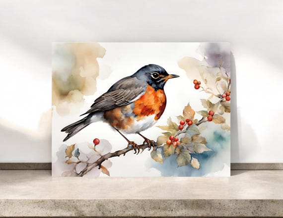 American Robin Notecards: Watercolor Songbird Stationery, Bird Lover Gift
