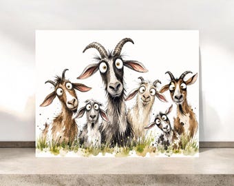 Whimsical Goats Notecards with Envelopes:  Silly Goat Notecards for Animal Lovers and Farmers, May be Personalized
