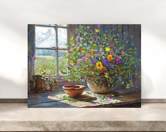 Juego de tarjetas con flores de mesa rústicas de granja / Papelería de flores silvestres / N.° 032