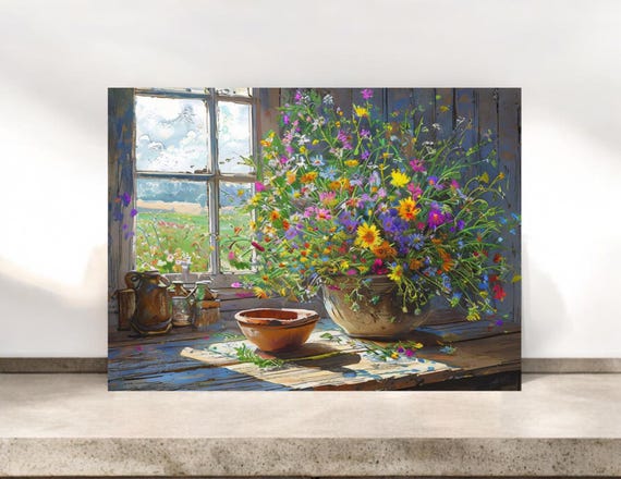 Rustic Farm Table Notecard Set,  Wildflower Floral Stationery