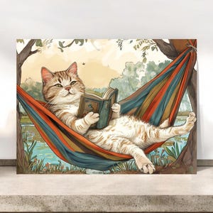 Biglietti di auguri con buste raffiguranti un gatto stravagante in un'amaca, cancelleria per gatti, regalo per gli amanti dei gatti