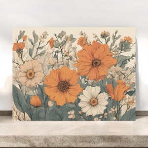 Cottagecore Style Fall Floral Notecard, Uniwersalne Pumpkin Spice Floral Notecards, Puste Notecards z Kopertą, Uniwersalne Karty Okazjonalne