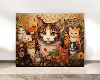 Mehrere Katzen Blanko Grußkarten, Cottagecore Katzen Briefpapier
