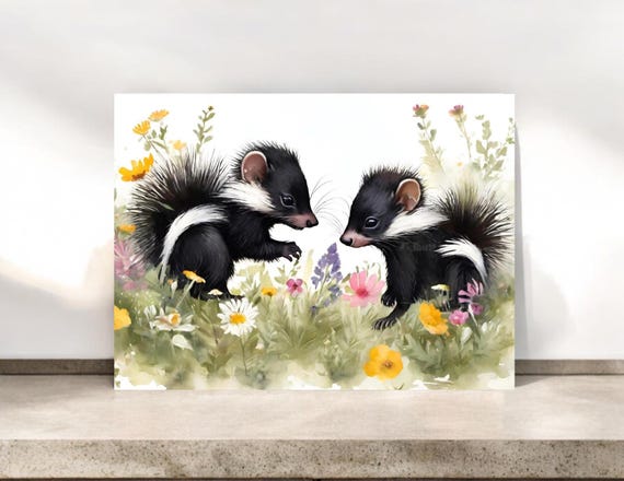 Baby Skunks Blank Notecards with Envelopes, Nature Card Gift Set