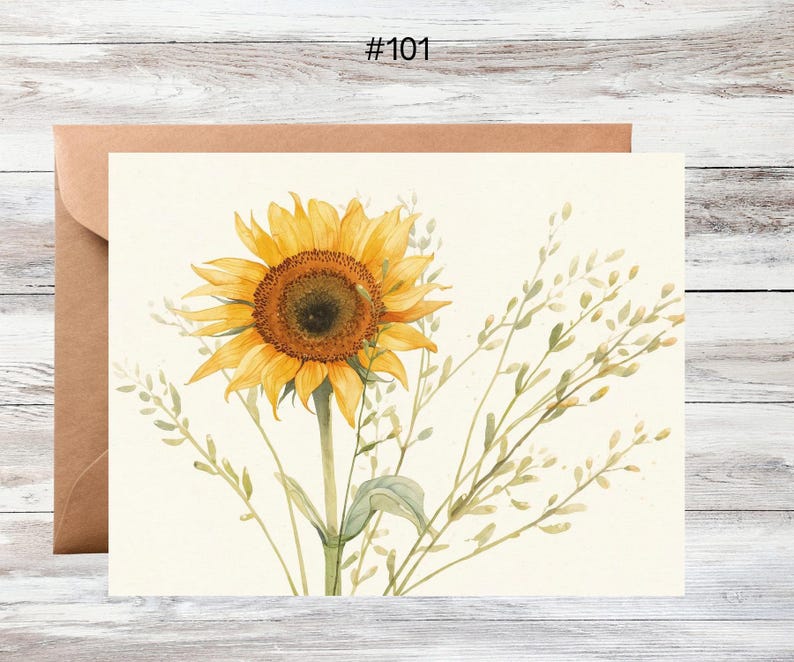 Sunflower Blank Note Cards | Personal Stationery | #101 - Etsy