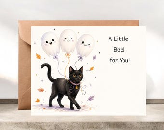 Little Boo Whimsical Halloween Blank Card or Party Invitation #128