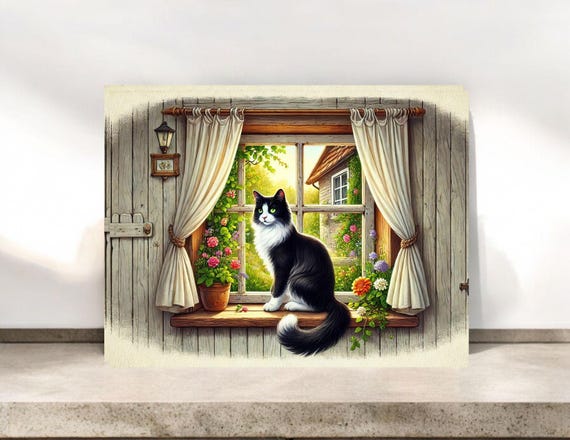 Tuxedo Cat Greeting Card: Whimsical Cat Art Notecard