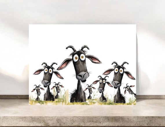 Silly Goat Herd Blank Notecards, Goat Stationery, Funny Goats Cards