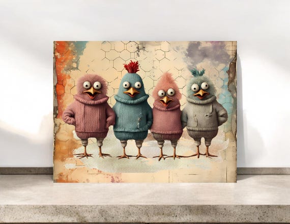 Funny Chicken Monster Notecard Set: Silly Chicken Lady Gift