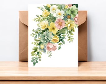 Tarjetas florales coloridas / Papelería floral / Personalización opcional