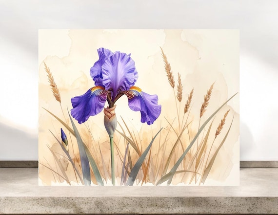Purple Iris Flower Notecards with Envelopes, Flower Garden Stationery