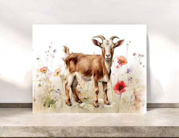 Goat in Flowers Notecards: Blank Stationery Set