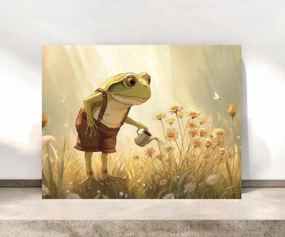 Whimsical Frog Notecard | Woodland Greeting Card | Green Frog Stationery | Blank Inside