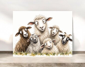 Whimsical Sheep Notecards with Envelopes:  Sheep Notecards for Animal Lovers and Farmers #301  May be Personalized