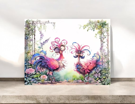 Humorous Bird Note Cards with Envelopes, Funny Birds Stationery