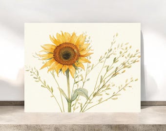 Tarjetas de notas en blanco con diseño de girasoles / Papelería personal / N.° 101