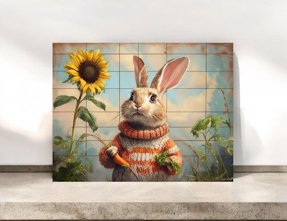 Whimsical Rabbit Notecards: Sunflower Bunny Stationery with Envelopes