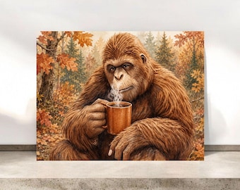 Sasquatch Fall Notecard | Whimsical Greeting Card | Bigfoot Stationery | Fall Nature Notecards