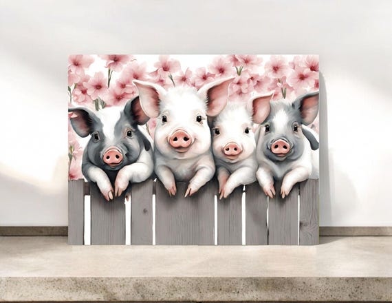 Pigs on a Fence Notecards with Envelopes, Cute Pig Stationery, Pig Lover Gifts, Blank Funny Pigs Card, All Occasion, Thank you, Just Because