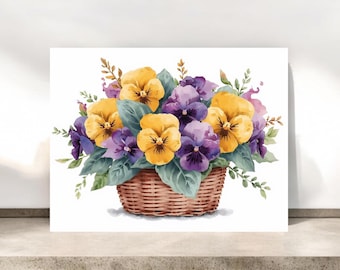 Tarjeta de notas con pensamientos morados y amarillos / Papelería botánica / Tarjetas florales / Papelería con pensamientos / Tarjetas para cualquier ocasión / Tarjetas de agradecimiento / N.° 121