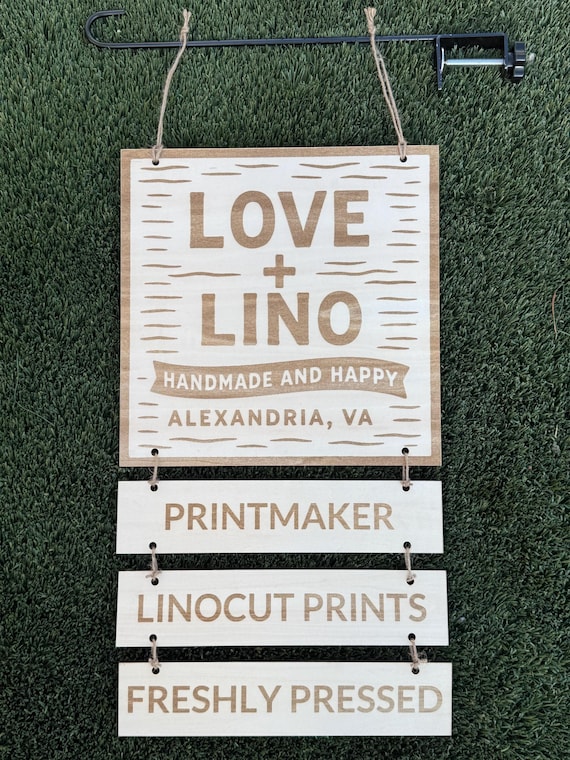 Custom Hanging Market Sign: Laser Engraved Business Logo Display