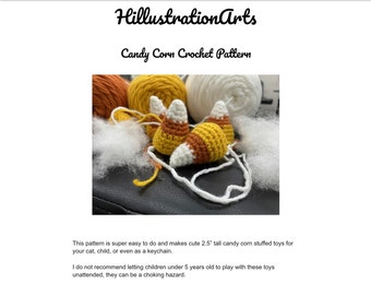 Candy Corn Crochet Pattern cat toy keychain earrings