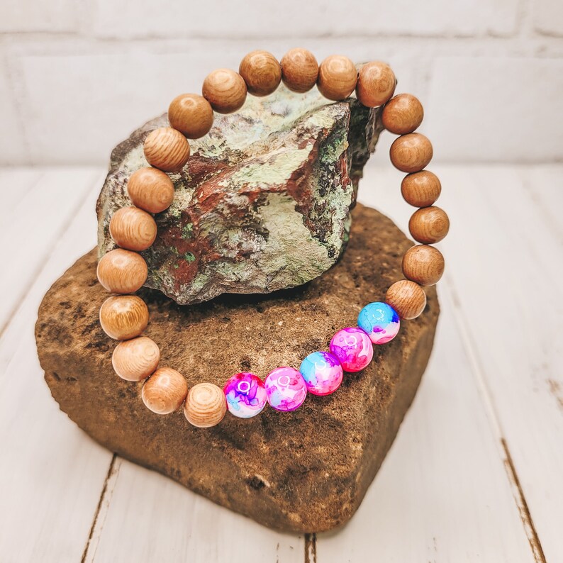 Cotton Candy Beaded Bracelet Rosewood Beads Glass Beads Etsy