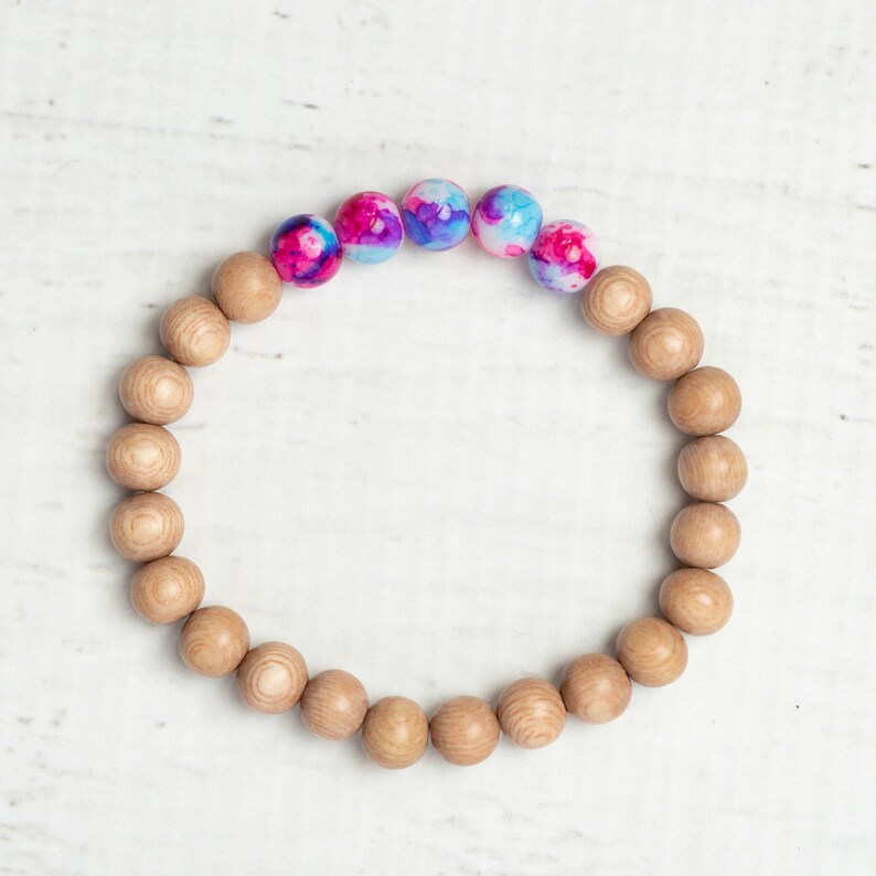 Cotton Candy Beaded Bracelet Rosewood Beads Glass Beads Etsy