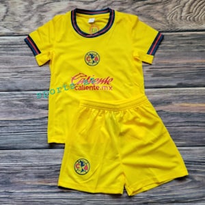 Club America Kid&#39;s Soccer Uniform, Yellow Soccer Outfit, Jersey And Shorts, Futbol Uniform, Unbranded