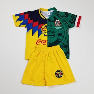 Club America Mexico  Kids Jersey, Soccer Uniform, Soccer Outfit, versión Retro Jersey and Shorts